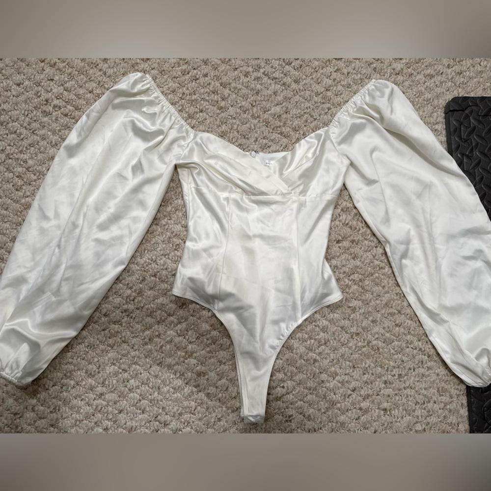 Elegant White Satin Bodysuit
